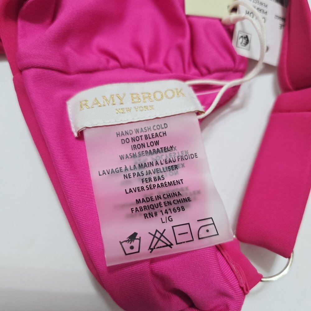 NEW Ramy Brook - L Rachel Bikini Top Ruched Straps In Perfect Pink - Picture 6 of 6